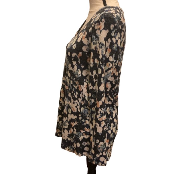 NWT Nic + Zoe Multicolored Floral V-Neck Long Sleeve Pullover Fleece Sweater XS - Picture 4 of 10